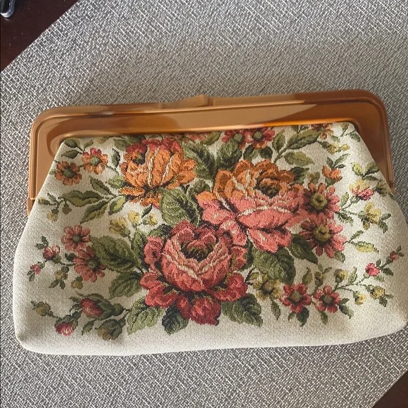 Floral Tapestry Clutch Bag - Picture 1 of 3